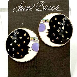 Laurel Burch Moon Face Enamel Earrings Vintage Retired